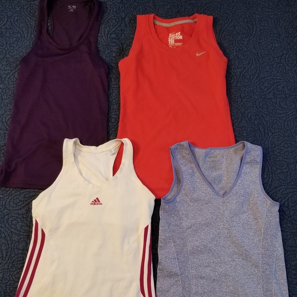 Nike, Adidas, Champion, Avia Tops - Set of 4 Workout Tanktops